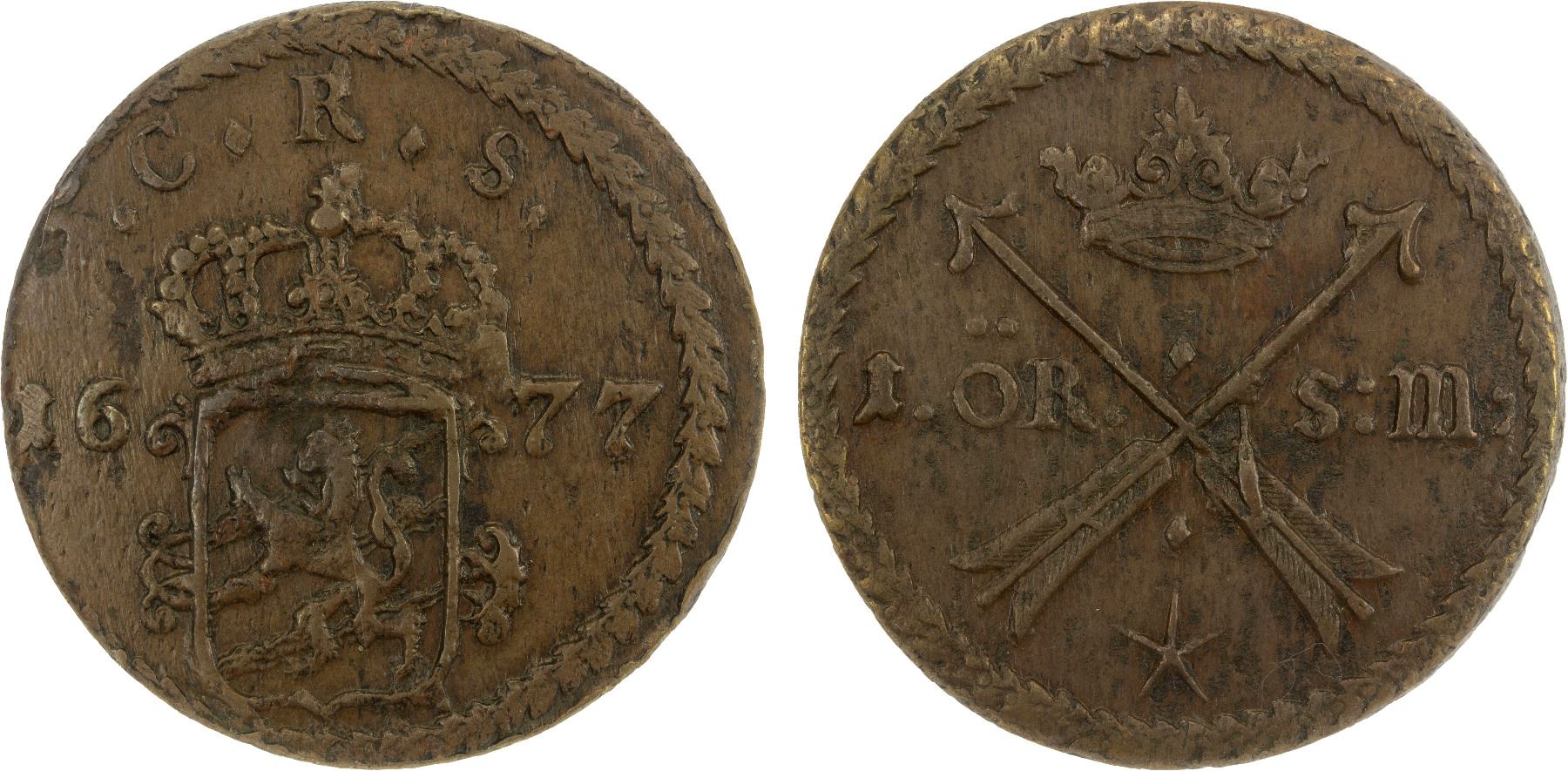 SWEDEN: Carl XI, 1660-1697, AE öre, Avesta, 1677, NGC AU53 BN - Stephen ...
