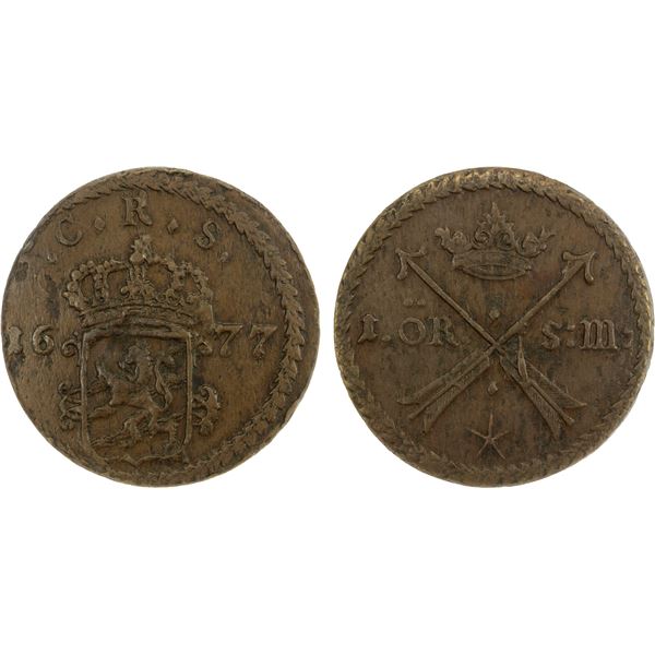 SWEDEN: Carl XI, 1660-1697, AE öre, Avesta, 1677, NGC AU53 BN