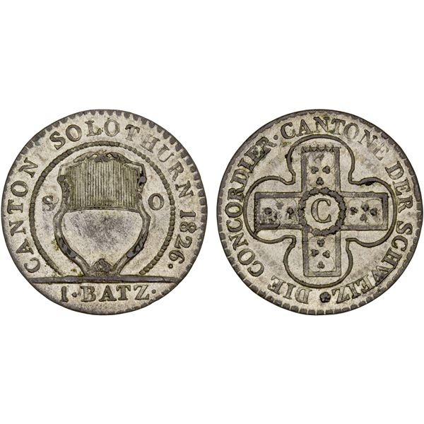 SWITZERLAND: SOLOTHURN: Canton, BI batzen, 1826, Unc
