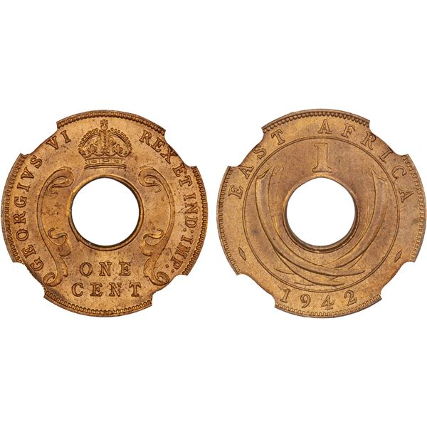EAST AFRICA & UGANDA: George VI, 1936-1952, AE cent, 1942, NGC MS65 RD