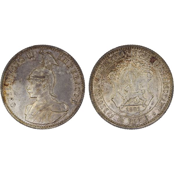 GERMAN EAST AFRICA: Wilhelm II, 1888-1918, AR 1/2 rupie, 1901, Unc