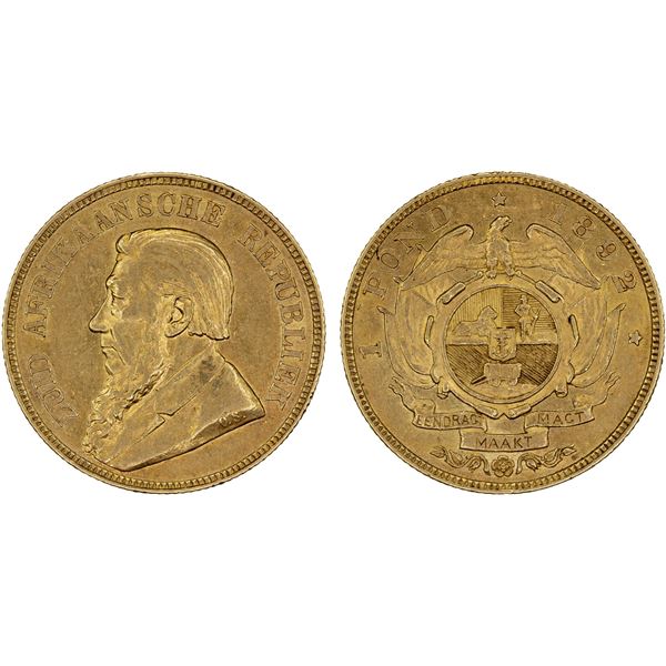 SOUTH AFRICA: Zuid Afrikaansche Republiek, AV pond, 1892, AU