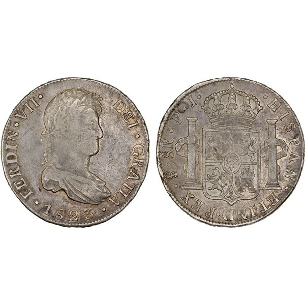 BOLIVIA: Fernando VII, 1808-1825, AR 8 reales, 1823-PTS, VF