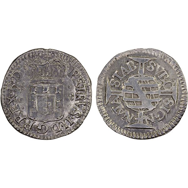 BRAZIL: Pedro II, 1695-1698, AR 40 reis, ND (1695-1698), VF