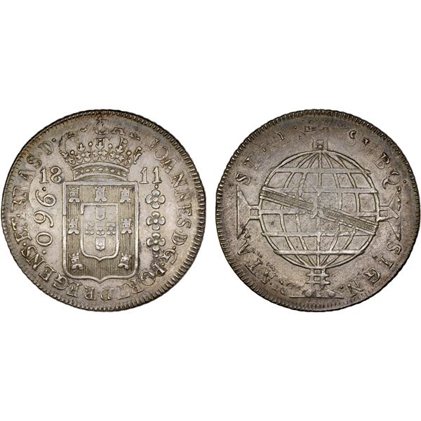 BRAZIL: Joao, as Prince Regent, 1799-1818, AR 960 reis (26.98g), 1811-R, XF