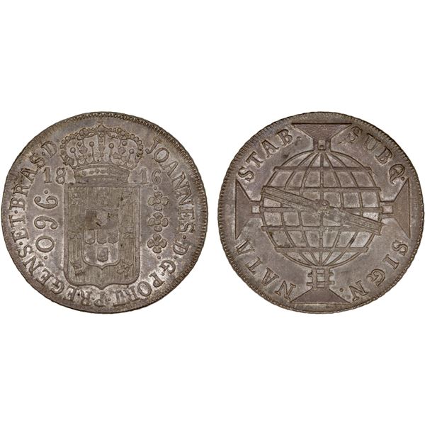 BRAZIL: Joao, as Prince Regent, 1799-1818, AR 960 reis, 1816-B, Choice XF