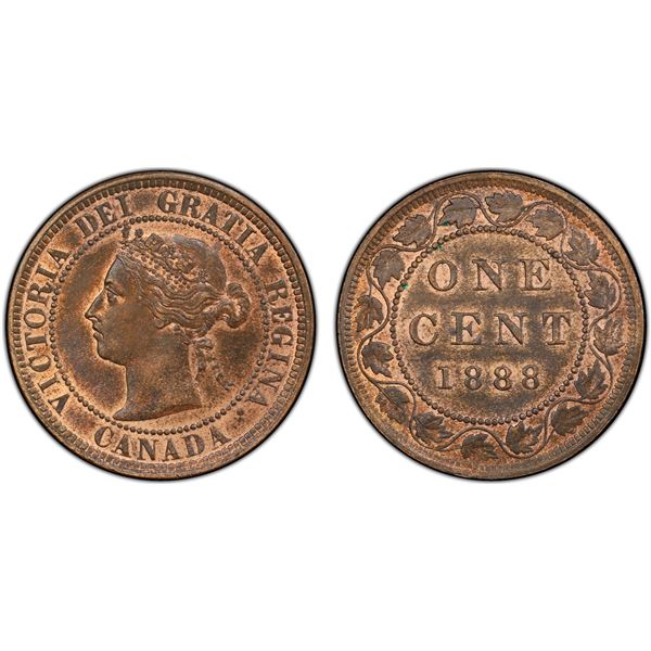 CANADA: Victoria, 1858-1901, AE cent, 1888, PCGS MS63 RB