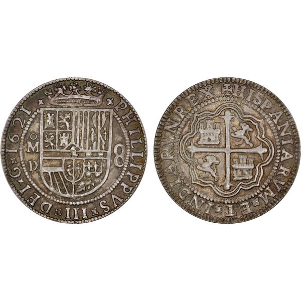 MEXICO: Felipe IV, 1621-1665, AR 8 reales (27.21g), "1621"-Mo, AU