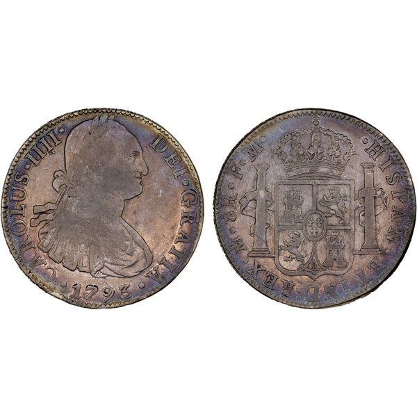 MEXICO: Carlos IV, 1788-1808, AR 8 reales, 1793-Mo, F-VF