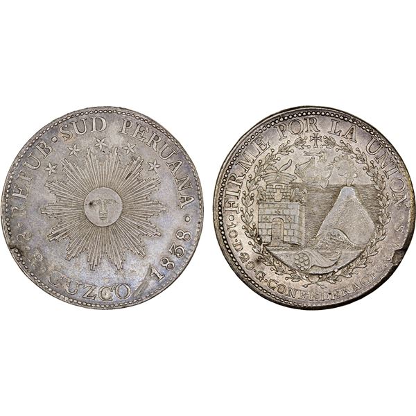 PERU: South Peru, AR 8 reales, Cuzco, 1838, Choice XF