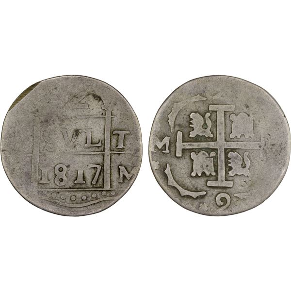 VENEZUELA: Contemporary Imitations, AR 2 reales (4.19g), Caracas, 1817, Fine