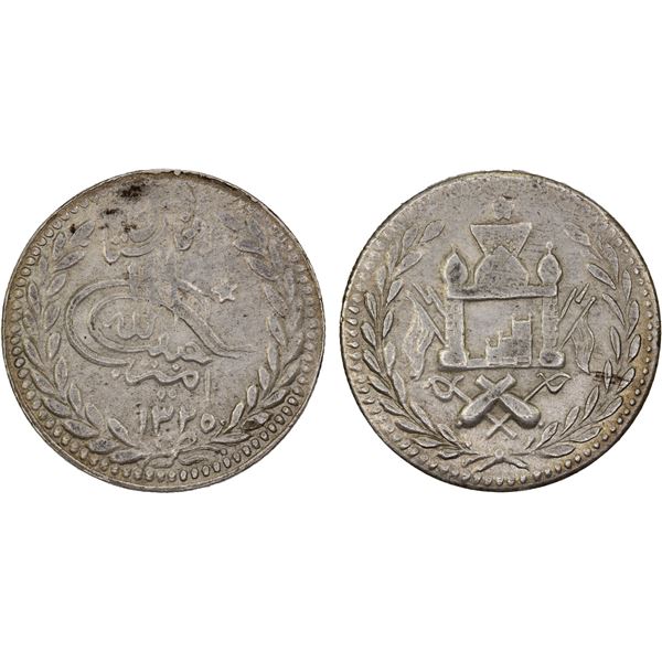 AFGHANISTAN: Habibullah, 1901-1919, AR rupee, AH1325, strong XF