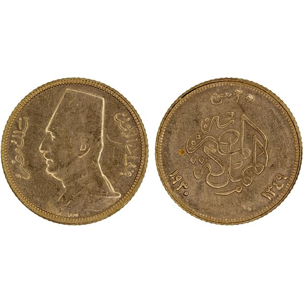EGYPT: Fuad, as King, 1922-1936, AV 20 piastres, 1930/AH1349, Unc