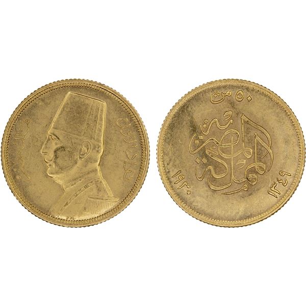 EGYPT: Fuad, as King, 1922-1936, AV 50 piastres, 1930/AH1349, Unc
