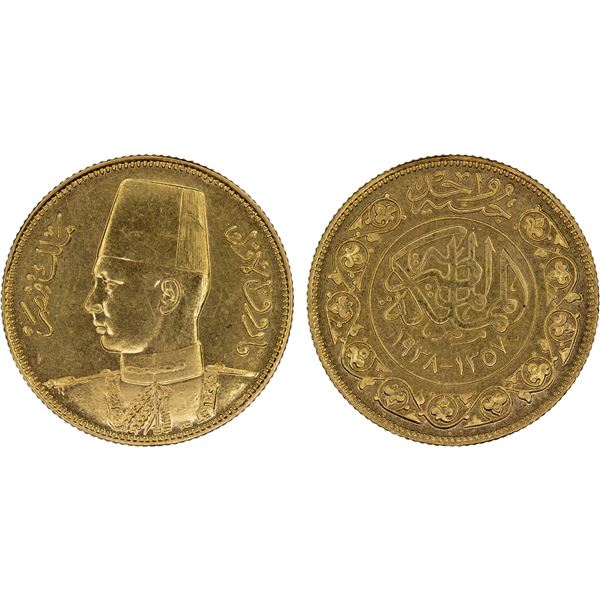EGYPT: Farouk, 1936-1952, AV 100 piastres, 1938/AH1357, Unc