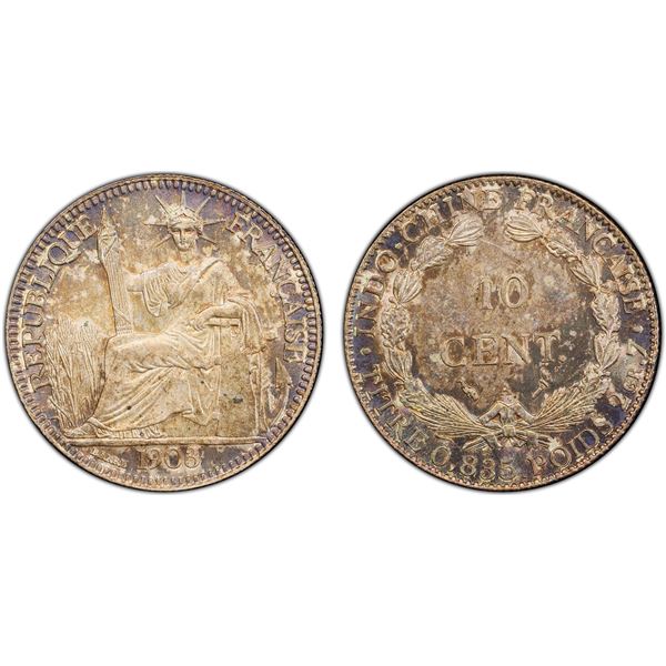 FRENCH INDOCHINA: French Colony, AR 10 centimes, 1903-A, PCGS MS64