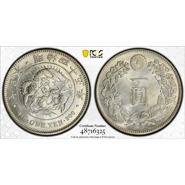 JAPAN: Meiji, 1867-1912, AR yen, year 45 (1912), PCGS UNC details