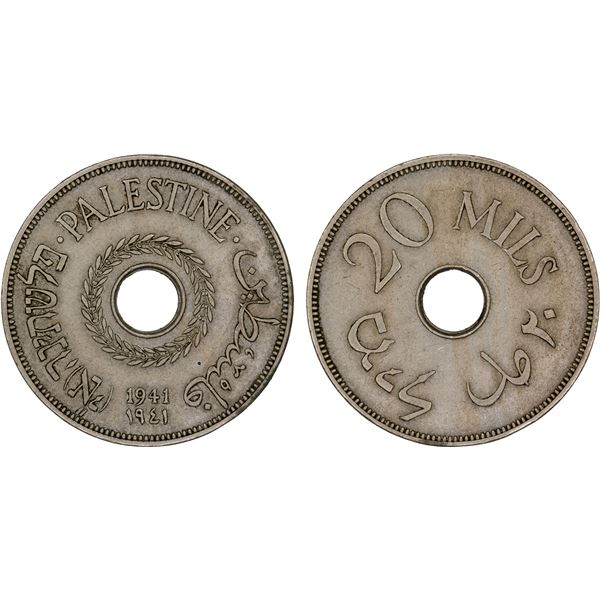 PALESTINE: British Mandate, 20 mils, 1941, Choice VF