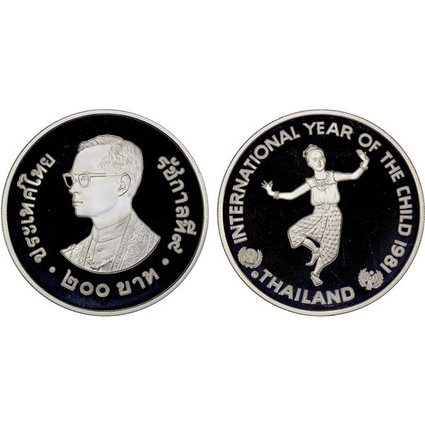 THAILAND: Rama IX, 1946-2016, AR 200 baht, BE2524, Proof