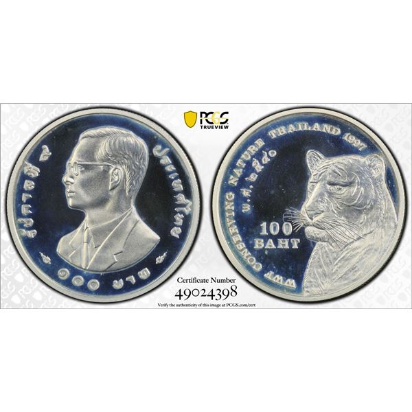 THAILAND: Rama IX, 1946-2016, AR 100 baht, BE2540 (1997), PCGS Proof 67 DCAM