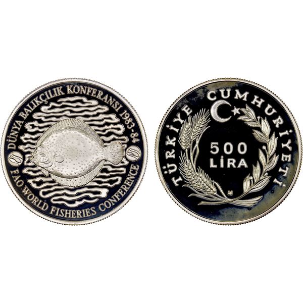 TURKEY: Republic, AR 500 lira, 1984, Choice Proof