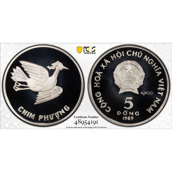 VIETNAM: Socialist Republic, AR 5 dong, 1989, PCGS PF69 Deep Cameo