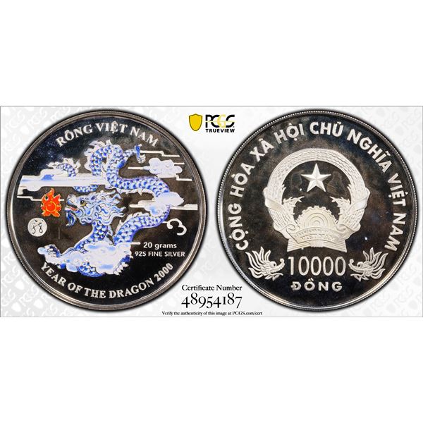 VIETNAM: Socialist Republic, AR 10,000 dong, 2000, PCGS PF68 Deep Cameo