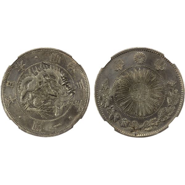 CHINESE CHOPMARKS: JAPAN: Meiji, 1868-1912, AR yen, year 3 (1870), NGC XF details