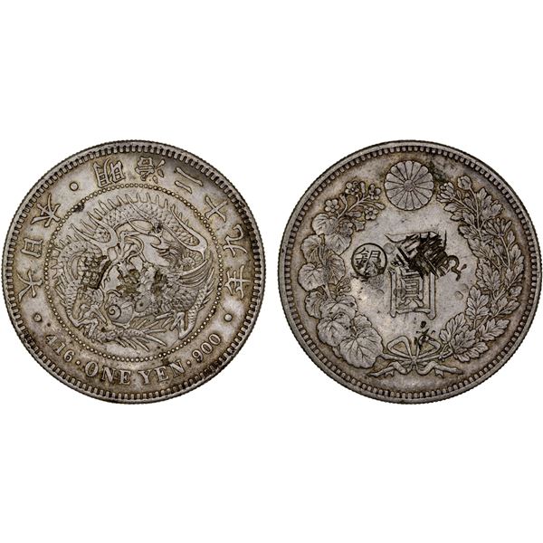 CHINESE CHOPMARKS: JAPAN: Meiji, 1868-1912, AR yen, ND (1897), XF