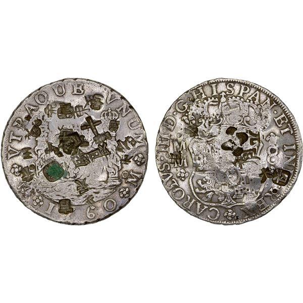 CHINESE CHOPMARKS: MEXICO: Carlos IV, 1759-1788, AR 8 reales, 1760-Mo, VF