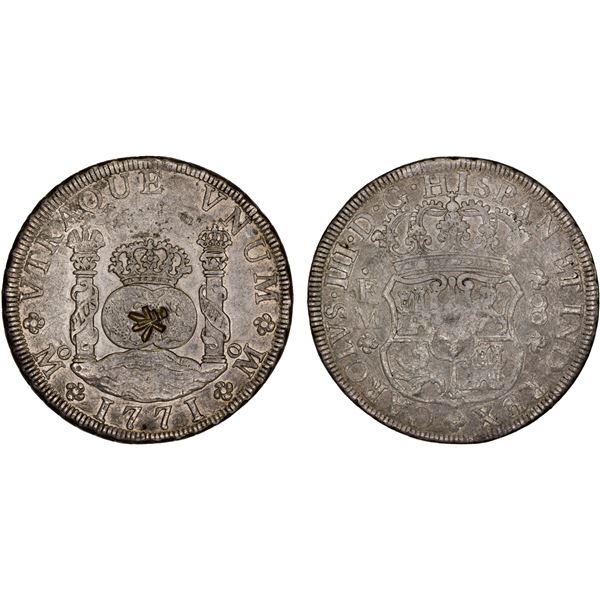 CHINESE CHOPMARKS: MEXICO: Carlos III, 1759-1788, AR 8 reales, 1771-Mo, VF-XF