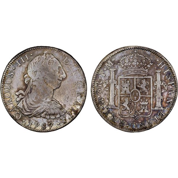 CHINESE CHOPMARKS: MEXICO: Carlos III, 1759-1788, AR 8 reales, 1787-Mo, Fine