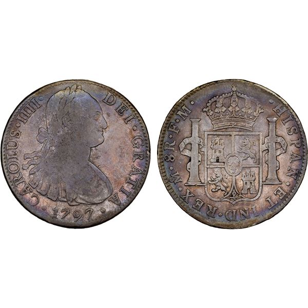 MEXICO: Carlos IV, 1788-1808, AR 8 reales, 1797-Mo FM, F-VF (NO CHOPMARKS!)