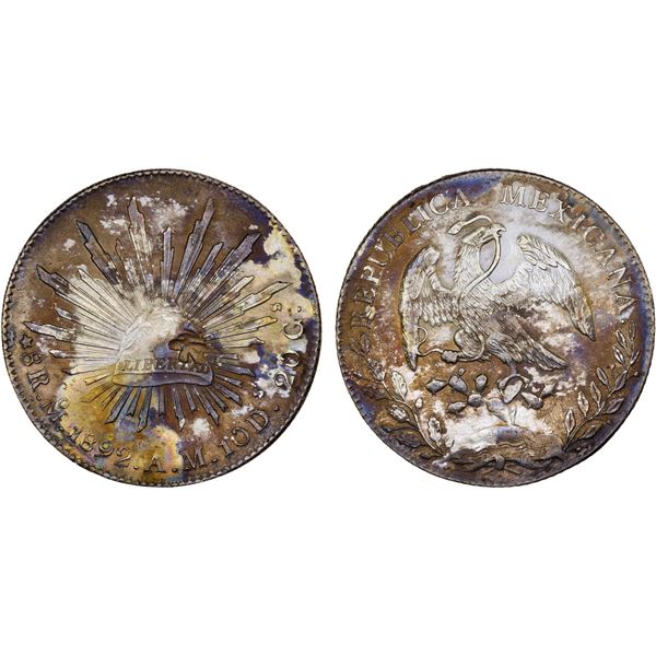 CHINESE CHOPMARKS: MEXICO: Republic, AR 8 reales, 1892-Mo, XF-AU