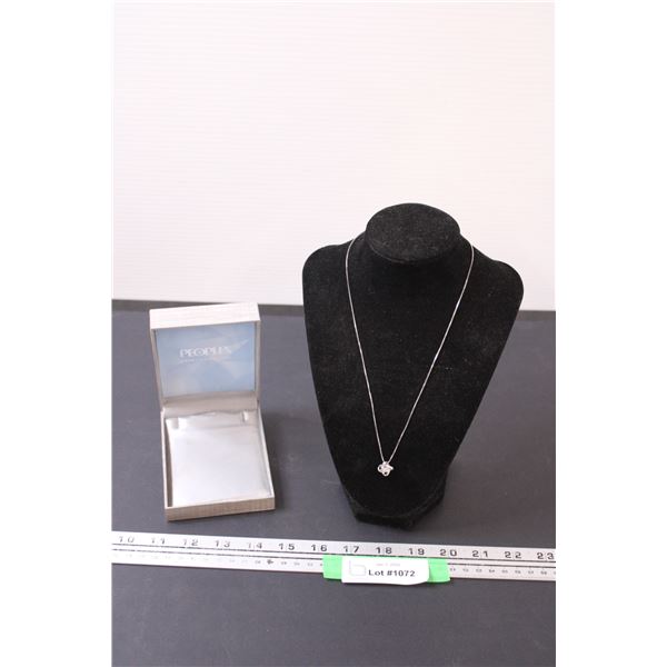 ^ Sterling Silver Necklace w/Cubic Zirconium Pendant