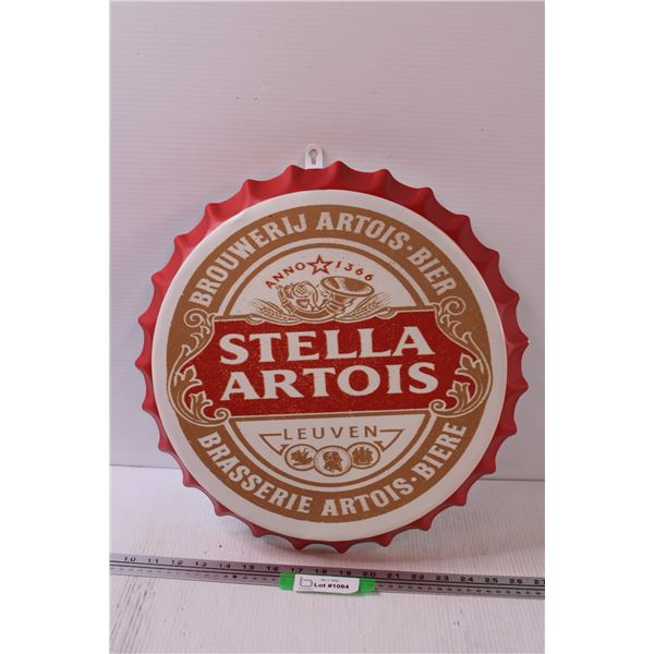 Stella Artois Metal "Bottle Cap" Sign - 16" Diameter