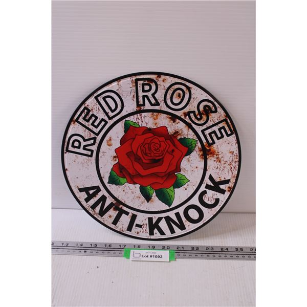 Red Rose Metal Sign - 12" Diameter