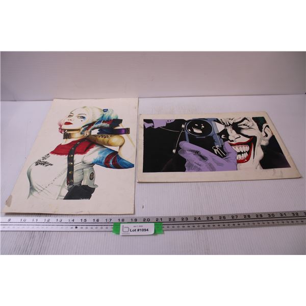 (2) Prints: Harley Quinn & Joker - 17" x 11" & 15" x 10"