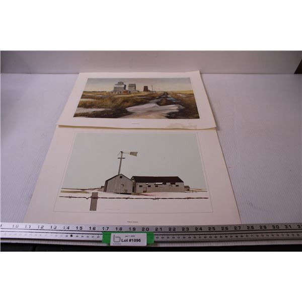(2) Prints: Saskatchewan Wheat Pool Grain Elevator by George Jenkins & Rural Farm Barn by William Ro