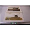 Image 1 : (2) Prints: Historic Rural Church by Ronald Woodall & Rural Farm Yard by Len Gibbs - 17" x 10"