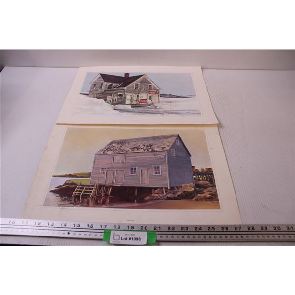 (2) Prints: General Store by Tom Anthes & Harbour Building by Mary Pratt - 17" x 10"