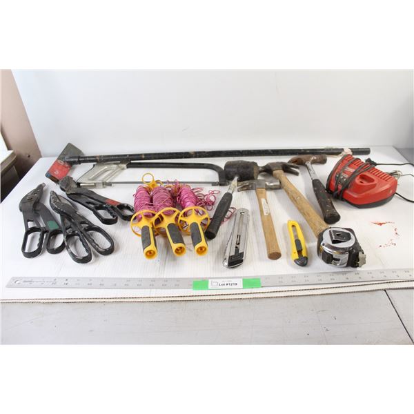 Hand Saw, (3) Hammers, Rubber Mallet, Misc. Tools