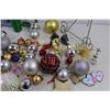 Image 3 : Assorted Christmas Decor (Tree Ornaments, Metal Picture Stand, Misc.)