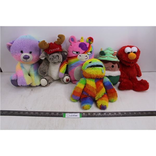 (6) Stuffed Toys (Elmo, Rainbow, Misc.)