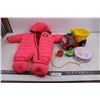 Image 1 : Baby Winter Onesie Coat Size 65 -70 cm., "My Baby's Print" Clay Mold (NIB), Toy Dump Truck, Play-Doh