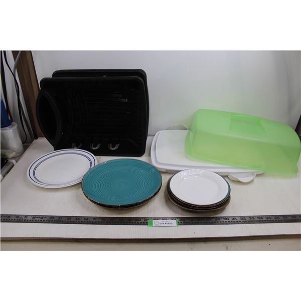 Plastic Dish Drying Station, Plastic Food Cover 17" x 13" x 6", Dinner Plates