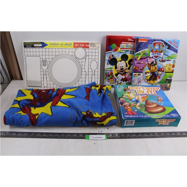 "Don't Step In It" Children's Game, Spider-Man Blanket With Arms, Paw Patrol Book, Mickey Mouse Club