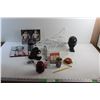 Image 1 : Rope, Tongs, Book of Tools, Ceramic Bust, Marylin Monroe Wall Decor, Audio CDs and Misc.