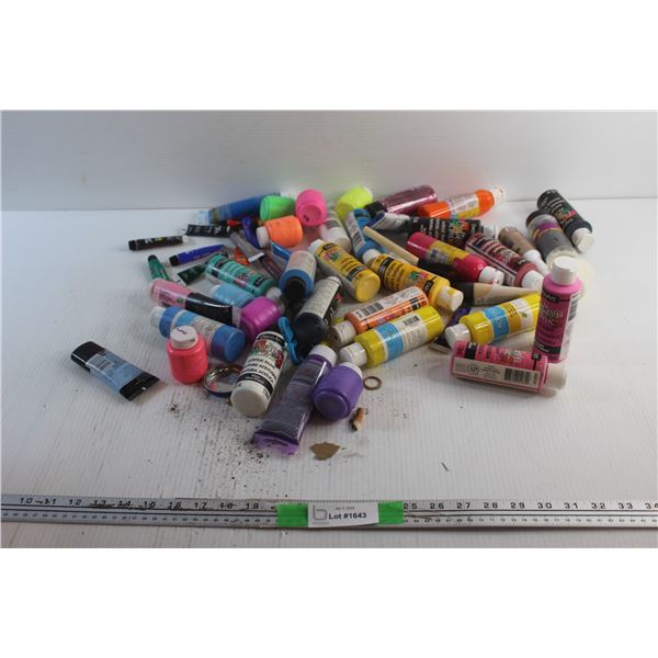 Acrylic Paints, Paint Brush, Glitter and Scissors