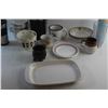 Image 4 : (2) Cannisters, Water Bottle, Mugs, Bowls, Plates, Pitcher and Microwave Dish